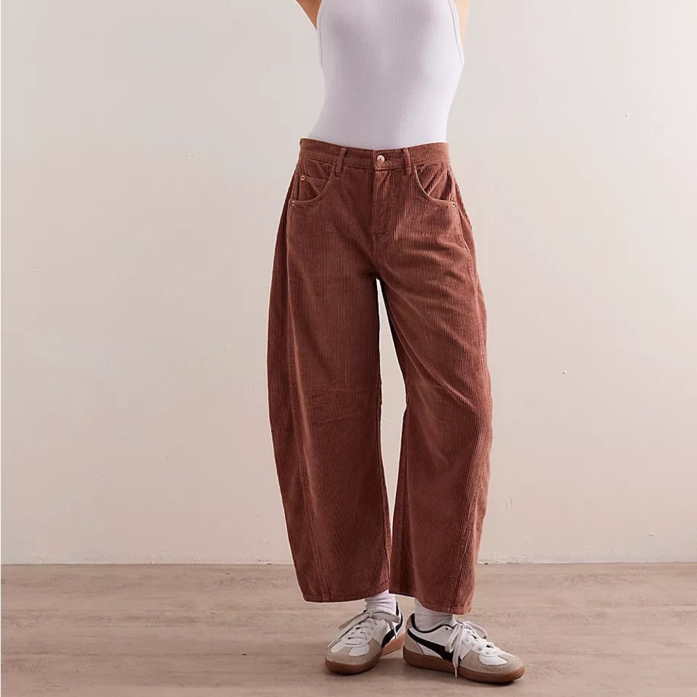 Good Luck Mid-Rise Cord Barrel Jeans | Free People